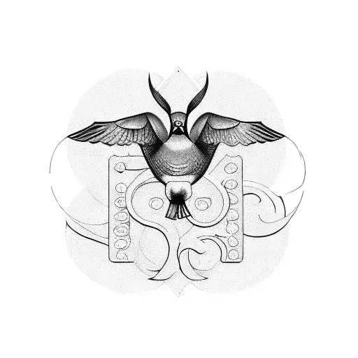 Create A Tattoo Featuring A Pigeon Betwen Roman Numbers Mcmxxvii And Mmix