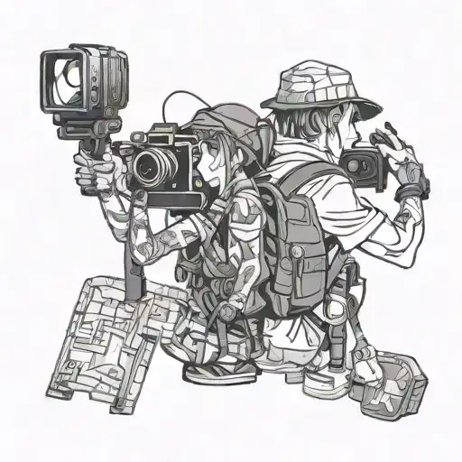 An Anime Character Exploring Different Countries Around The World With A Backpack And Camera
