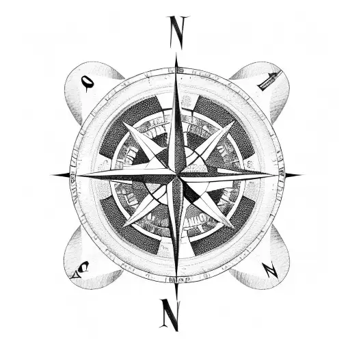 Compass With Coordinates And Vikings Symbols