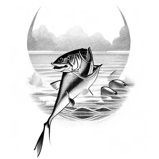 A Serene Fishing Scene With A Mystical Twist