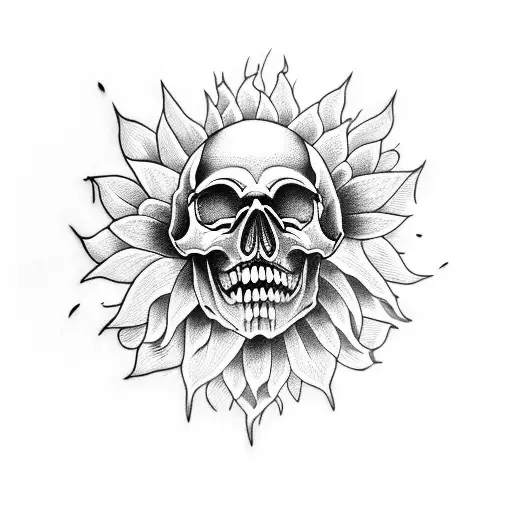 Memento Mori Skull Sunflower
