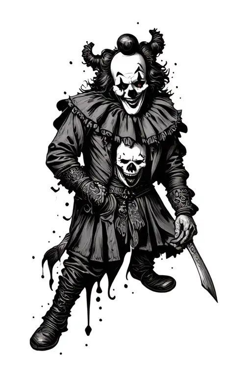 Clown And Skull With Warrior