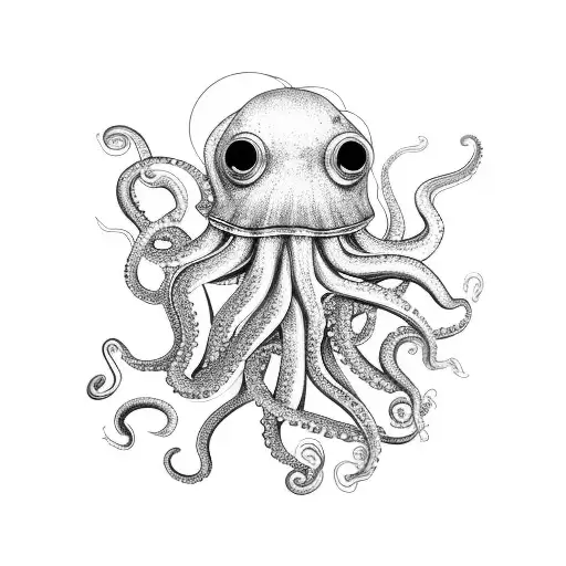 Octopus Crawling On A Satellite In Space