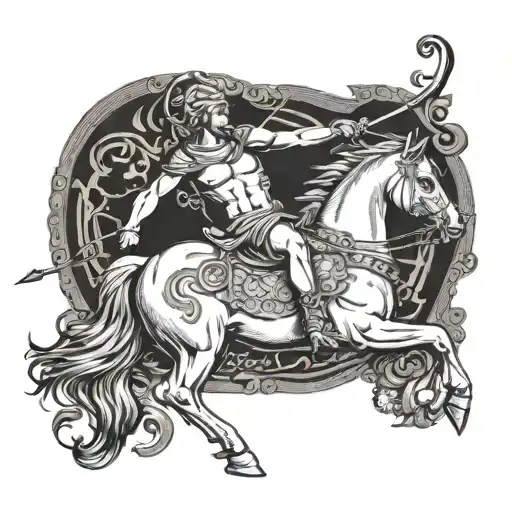 Tattoo Of A Sagittarius Centaur In The Greek Style Of Realism Archery