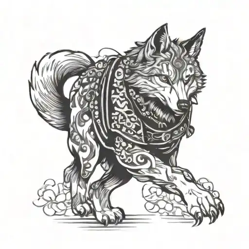 A Wolf In Traditional Japanese Attire Engaged In A Business Deal