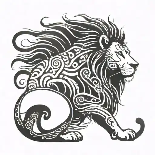 An Electric Lion With Circuit Patterns Lounging On A Sleek Car Hood