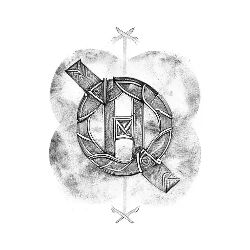 Viking Runes That Represent Power And Pacience With A Mountain
