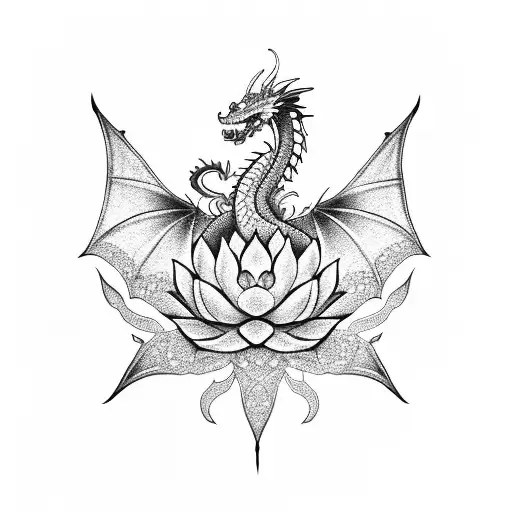 A Dragon With A Lotus Flower