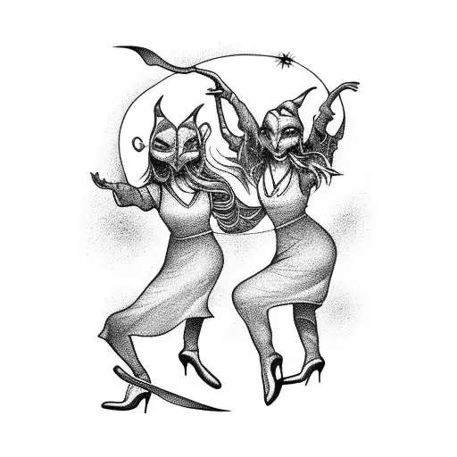 Witches Dancing Around Fire