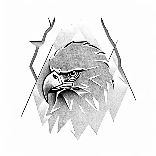 Eagle Head In A Mountain Silhouette