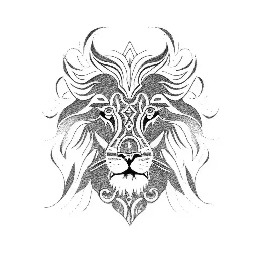 A Majestic Lion With Intricate Tribal Patterns