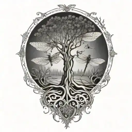 Tree Of Life With Dragonfly