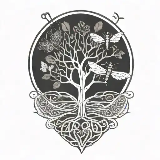 Celtic Tree Of Life With Dragonfly