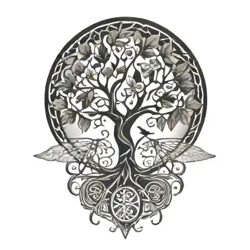 Celtic Tree Of Life With Dragonfly