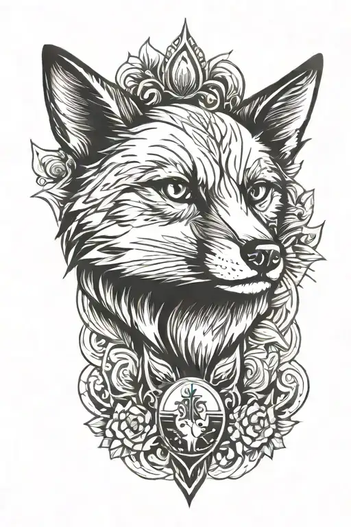 Combine Elements Of The Cruzeiro Esporte Clube Crest With A Realistic Fox In A Blackwork Style
