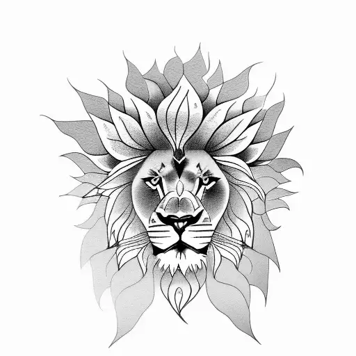 Lion With Sunflowers