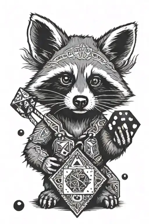 Raccoon Holding A 20-Sided Dice