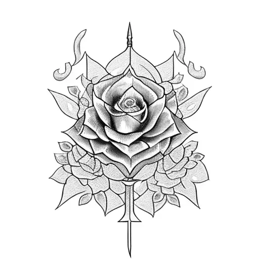 A Bouquet Of Flowers Wrapped Around Sword A Sword