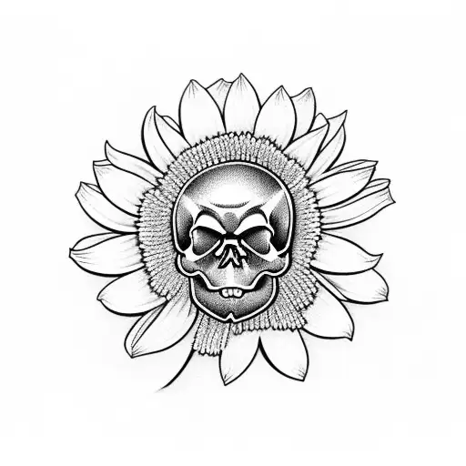 Skull Smelling Chrysanthemums With Stars