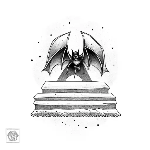 Gothic-style Bat Perched On A Moonlit Cemetery Gate