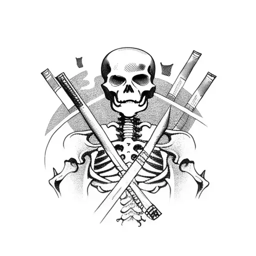 Skeleton Samurai Smoking Cigar