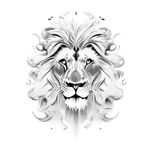 Lion Half Realistic Half Deconstructed