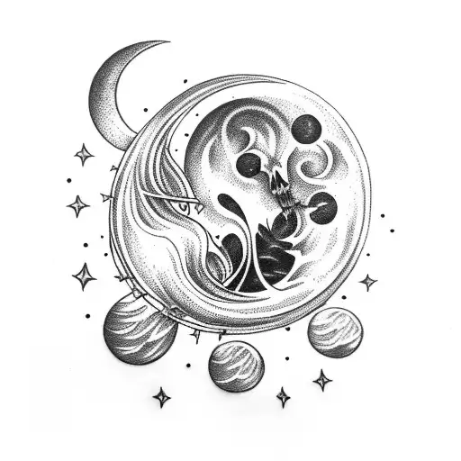 A Witchy Moon Surrounded By Swirling Smoke And Sage