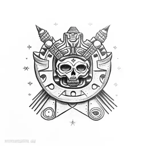 Mictlantecuhtli Full Body Sitting On A Throne With A Dark And Violent Perspective