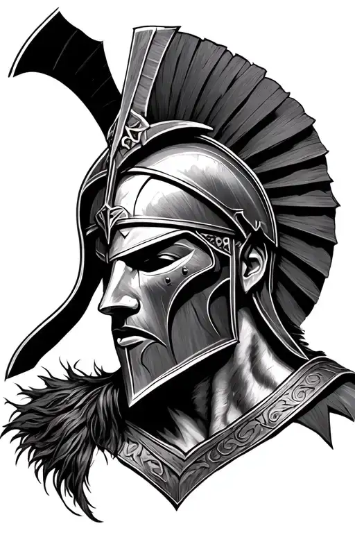 Spartan Warrior Face With Helm