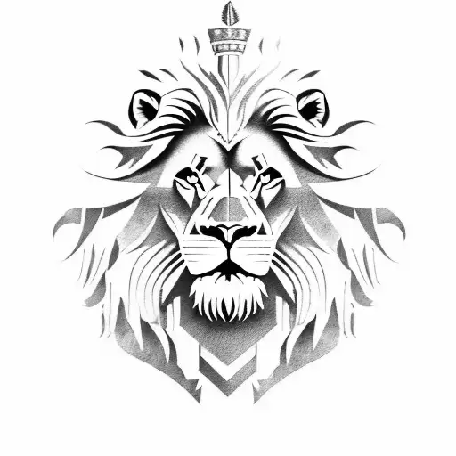 Lion Head With Spartan Warrior Combination