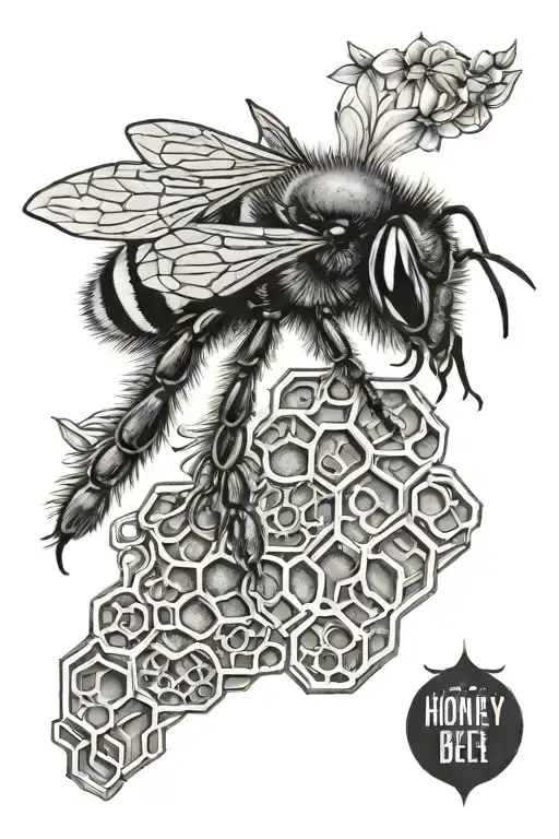 Honey Bee With Honey Comb