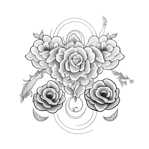 Flowers With Mermaid And Boho Design