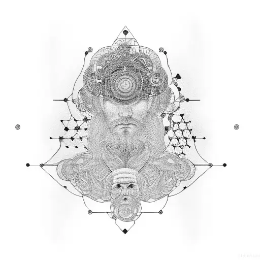 A Stoic Philosopher Meditating Under A Tree With Intricate Patterns Of Circuitry Surrounding Them