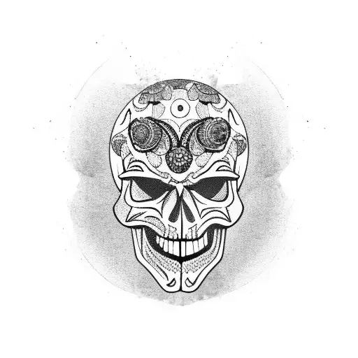 A Soccer Ball With A Skull Face As The Pattern