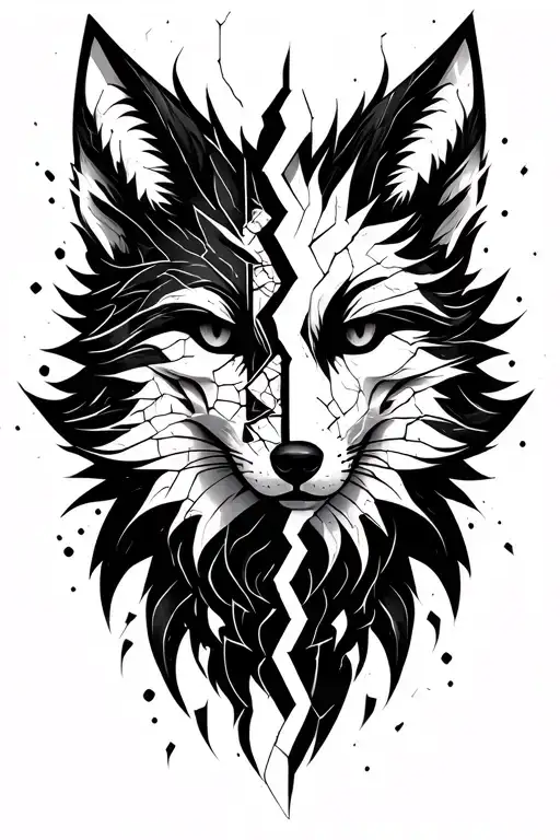 Shattered Fox Mask Split In Half