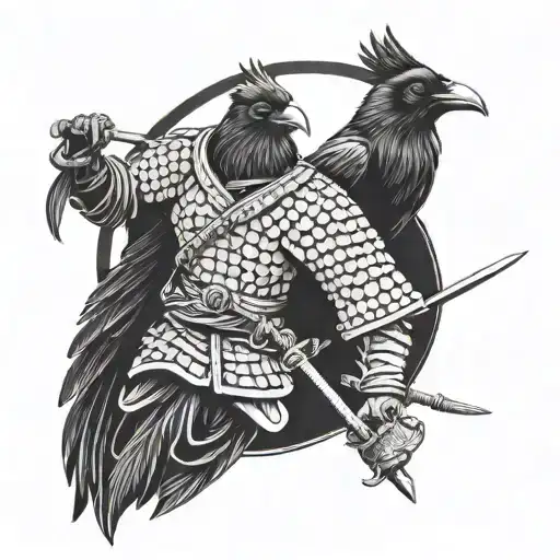 Raven And Samurai Warrior