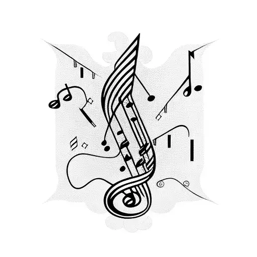 Musical Notes Intertwined With An Abstract Art Design