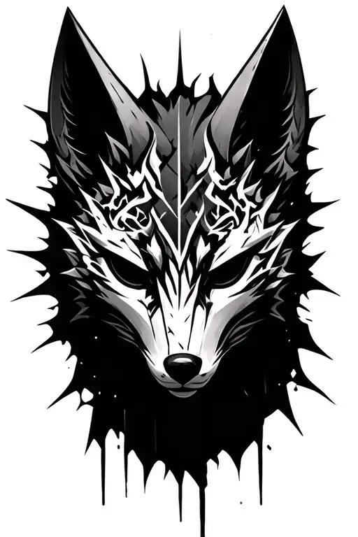 Fox Mask Shattered With Kunai