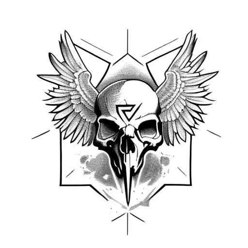 Raven Skull With Runes