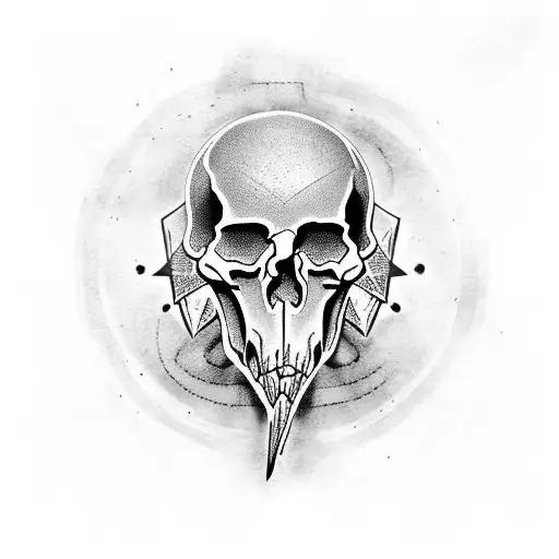 Raven Skull With Runes