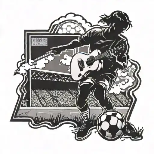 A Stocker Silhouette Playing A Guitar On A Soccer Field