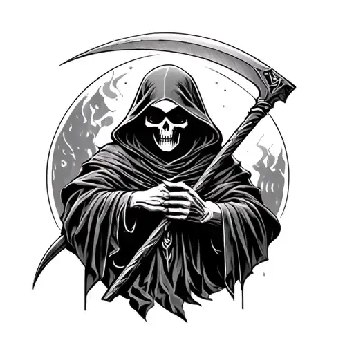 Grim Reaper Holding A Scythe