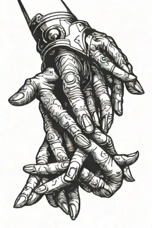 A Hand In Space Holding A Woman