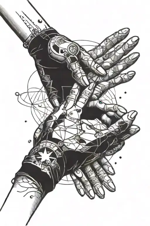 A Woman Hand In Space Holding Another Woman