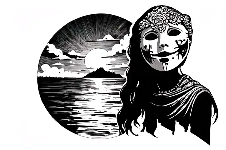 Mask Admiring A Sunset