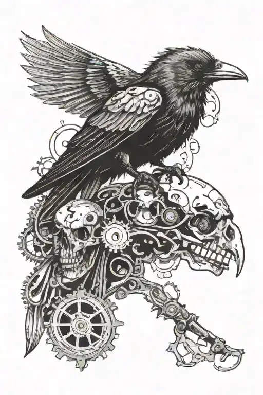 Steampunk Crow Skull