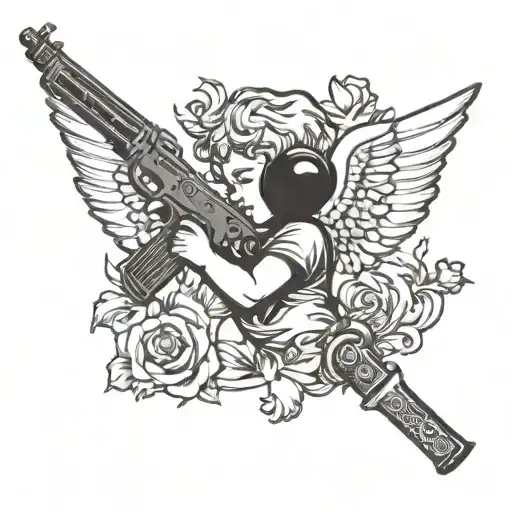 Cherub With Gun And Semi Colon Incorporated