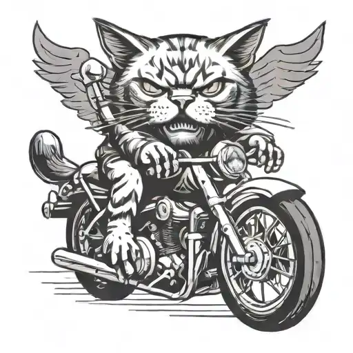 Angry Cat Riding Motorcycle