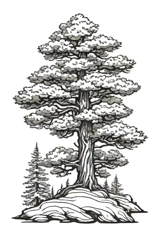 Silloutte Of Pine Tree