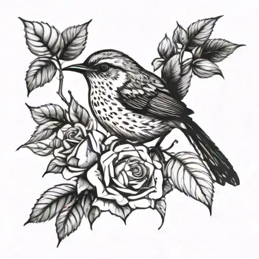 Wren Bird And Roses